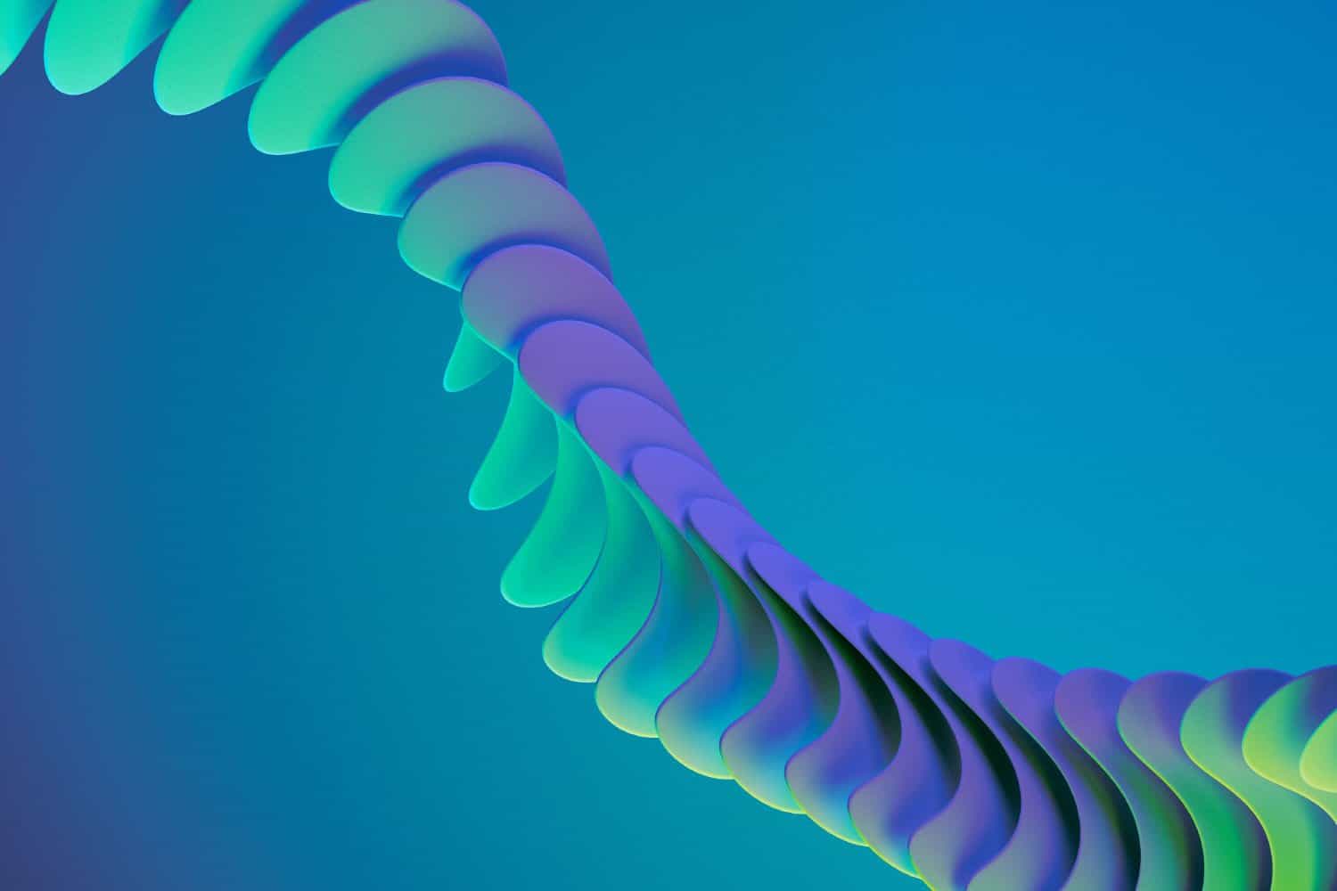 Vibrant digital art of a spiraling abstract shape in neon colors representing innovative technology.